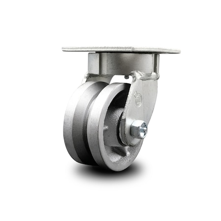 Service Caster 4 Inch Kingpinless V Groove Semi Steel Wheel Swivel Top Plate Caster SCC SCC-KP30S420-VGR